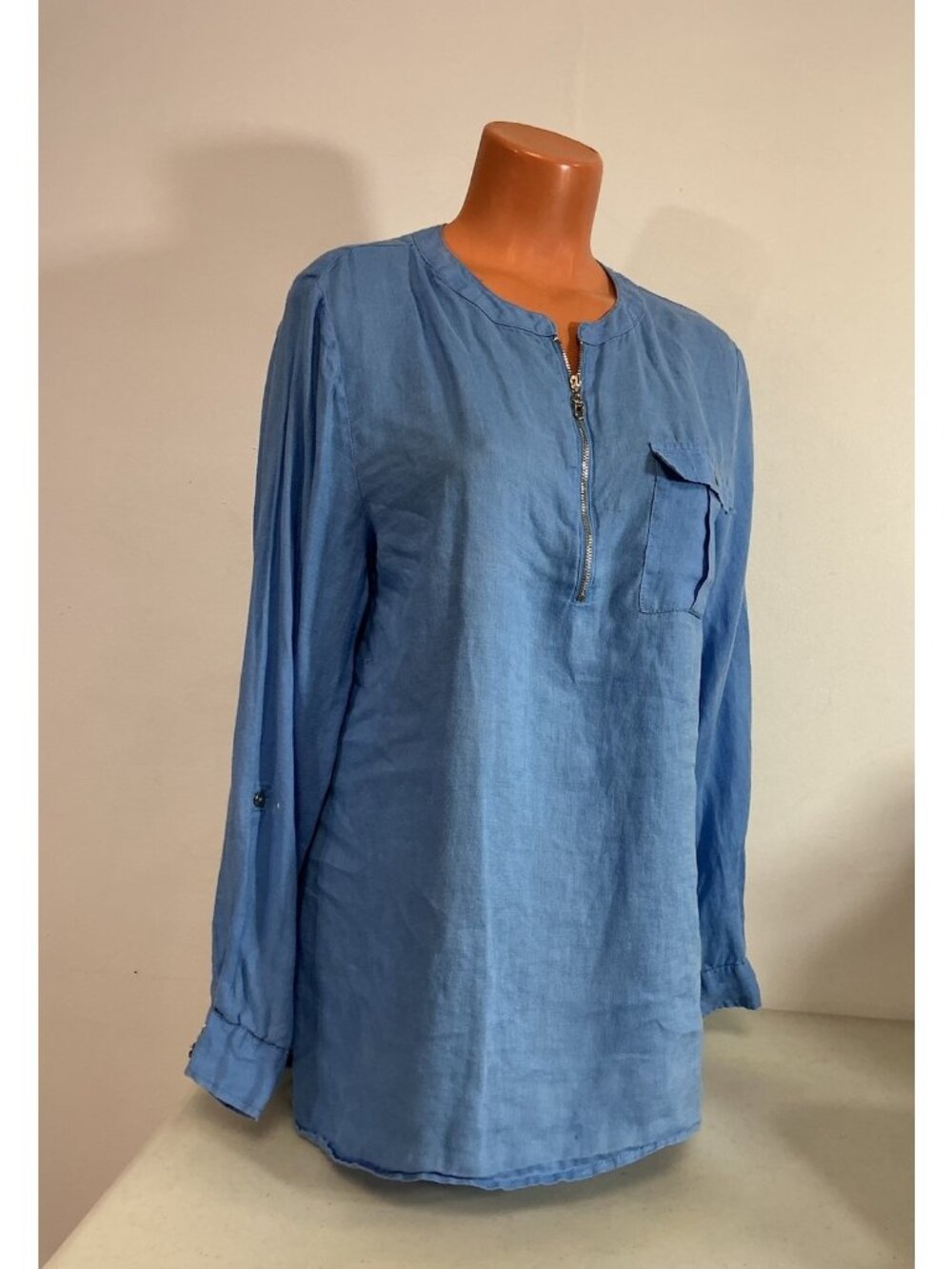 Jones New York Linen Shirt Zip Front Womens Large